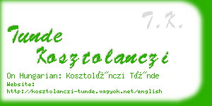 tunde kosztolanczi business card